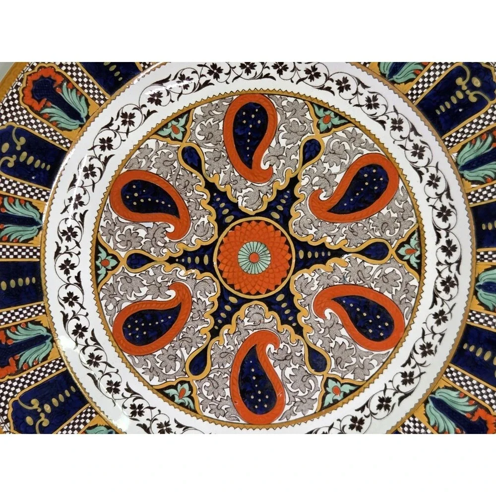 Antique Wedgwood Indian Plate Orange Hand Painted 10.5